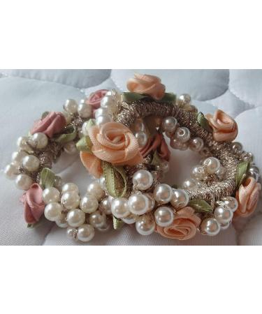 DORIS&JACKY Crystal Hair Tie Ponytail Holder with Rhinestone Beads - Handmade Hair Accessories for Women & Girls (3-flower with pearl 4 pcs) - Buy Online on SooperMarket.com