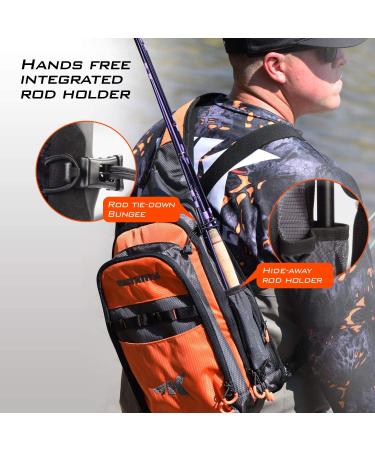 KastKing Pond Hopper Fishing Sling Tackle Storage Bag - Lightweight Sling Backpack for Fishing, Hiking, Hunting, and Camping - Orange Sling Bag - 17.7x12.6x6 Inches - Buy Online on SooperMarket.com