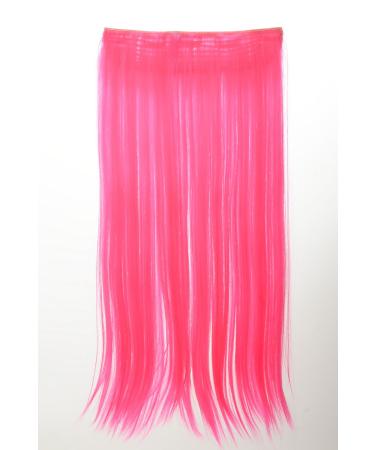 WIG ME UP - YZF-3177-TF2315 Hairpiece Halfwig (half wig) 5 Microclip Clip-In Extension wide full back of head long straight extreme bright neon colours pink 23inch