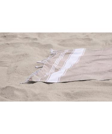 2-Piece Set: 100% Cotton Beach Towel with Beach Bag - Oversized 39x71 Towels for Adults - Quick Dry Sand Towels - Travel Beach Towel - Beige - Buy Online on SooperMarket.com