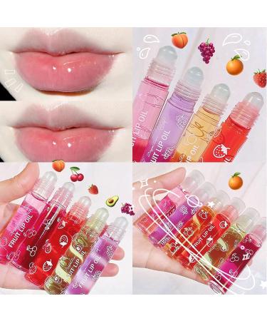 Gireatick 6PCS Fruity Flavors Lip Oil Set | Long-Lasting Moisturizing Balm | Roll-On Gloss Set | Strawberry, Orange, Grape, Avocado, Cherry, Peach | Glossy Lip Makeup | Transparent Lip Gloss - Buy Online on SooperMarket.com