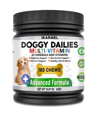 Doggy Dailies | Vitamins Supplements For Dogs | Skin & Coat | Probiotics + Joint Support 24 Vitamins & Minerals puppy to Senior Multivitamin 180