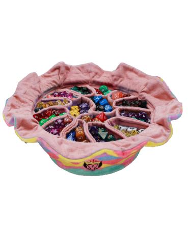 CardKingPro Immense - OCD Edition - Dice Bags with 15 Pockets - Rainbow & Pink - Capacity 200+ Dice - Great for Dice Hoarders Patented Design