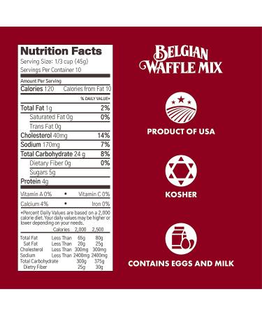 Classique Fare Belgian Waffle Mix - Light & Crisp Waffles, Pancakes, Muffins & Crepes - 6 Pack 16oz Boxes - Breakfast Foods for Waffle Maker - Fast & Fresh - Buy Online on SooperMarket.com