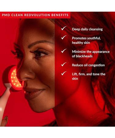 PMD Clean Redvolution - Smart Facial Cleansing Device with Silicone Brush & Red Light Therapy for Smoother Skin Fine Lines Reduction & Firming - Face & Body Care - Buy Online on SooperMarket.com