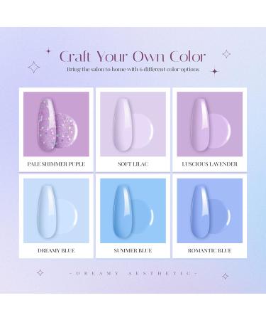 Beetles Gel Nail Polish Set - 6 Glitter Colors - Sky Blue Purple Lavender | Soak Off UV LED Gel Kit for DIY Nail Manicure - Buy Online on SooperMarket.com