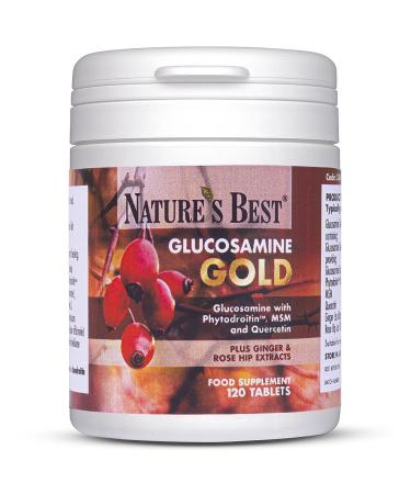 Glucosamine Gold | High Strength 1400mg 100% Plant-Based | 120 Tablets | All-in-one Formula with Phytodroitin Chondroitin Ginger rosehips and quercetin | Taste Free Tablets | Made in The UK