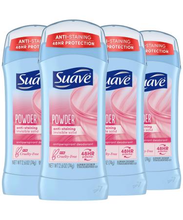 Suave Deodorant for Women Powder Scent 4-Pack Antiperspirant Deodorant with 24H Sweat & Odor Protection 2.7 Oz Ea powder 5.2 Ounce (Pack of 4)