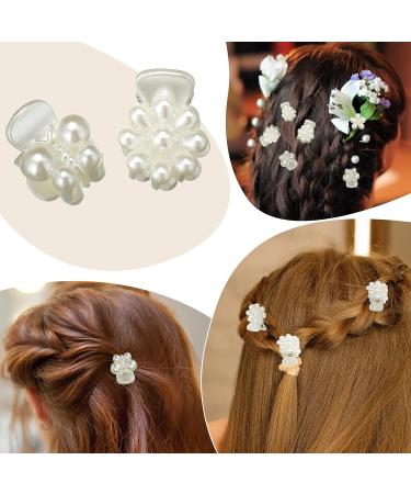 24 Pcs Mini Pearl Flower Hair Clips Set - Retro Style Decorative Hair Accessories for Women & Girls - White - Buy Online on SooperMarket.com