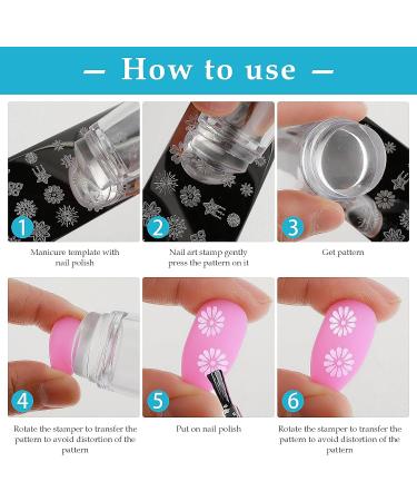 Nail Art Stamper Set - 1 Pc Silicone Nail Art Stamper with 2 Pcs French Nail Stamper Head 1 Nail Stamping Plate and 1 Scraper Manicure Tools Kit for Home Salon DIY Nail Art Decor - Buy Online on SooperMarket.com