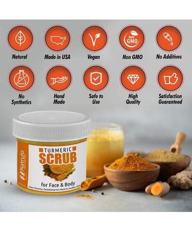 Natrulo Turmeric Face Scrub - All-Natural Brightening Mask for Acne & Glowing Skin - Detox Clay Mask for Even Tone & Toxin Removal - Buy Online on SooperMarket.com