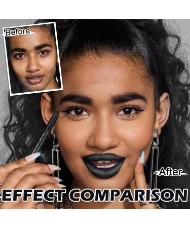 Black Lipstick Lip Liner Set - Long Lasting Pearlescent Liquid Lipstick & Gloss for Halloween & Goth Makeup - Buy Online on SooperMarket.com