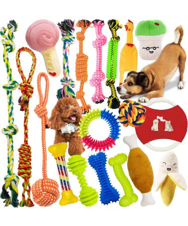 Dog toys maize toys cornitoo 19 pcs rope ball robust teeth chew long -lived toy tooth training set for small large medium -sized dog interactive game set unzertohertbar cotton node