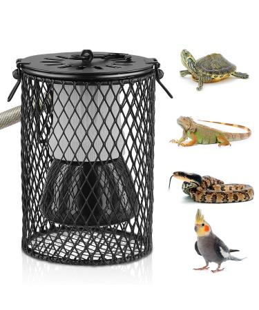 Reptile Heat Lamp with Guard 100W Ceramic Heating Lamp with Anti Hot Bracket Cage Lampshade Holder Heater Lighting Infrared Reptile Heat Bulb for Bearded Dragon Lizard Tortoise Snake Birds UK Plug