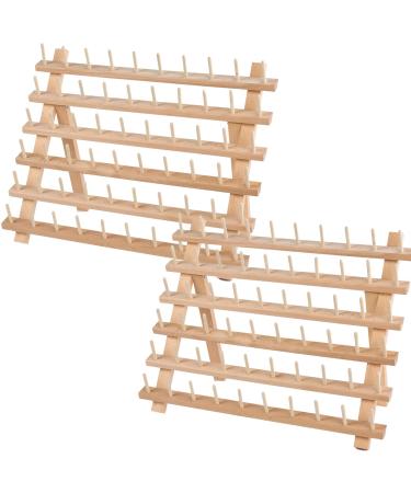 SAND MINE Wooden Thread Rack Sewing and Embroidery Thread Holder 60 Spools 2 Pack