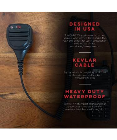 BTECH QHM22D Dual PTT Speaker Mic - Platinum Series, IP54 Rainproof Shoulder Mic for BaoFeng, Kenwood Radios - Buy Online on SooperMarket.com