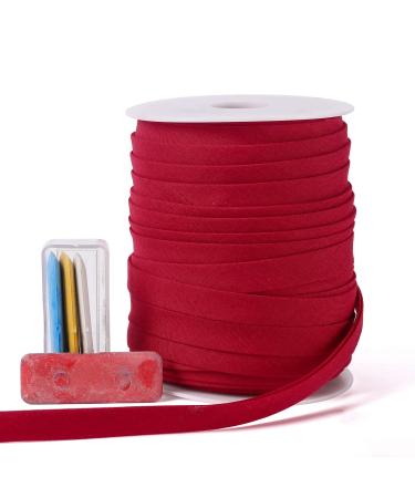 Bias Tape Double Fold 1/2 inch  Double Fold Bias Binding Tape 55 Yards (Wine Red) and 4 Pieces Sewing Fabric Chalks for Crafts  Sewing  Seaming  Hemming  Piping  Quilting. red 1/2 INCH