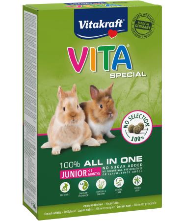 Vita power vita special junior main feed for young dwarf rabbits with grasses and herbs for optimal digestion without the addition of sugar and grain (1x 600g)