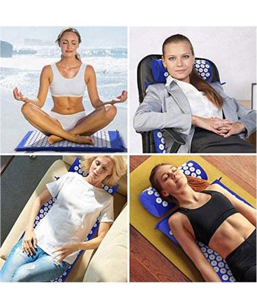 Tesion Acupressure Mat and Pillow Set Massager Cushion Ideal for Back/Neck Pain Relief and Muscle Relaxation Relieves Stress and Sciatic Pain. Bule - Buy Online on SooperMarket.com
