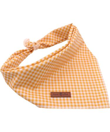 Lionet Paws Dog Bandana Headscarves - Triangle Scarf Yellow & White Checked LL | Stylish Pet Accessory for All Breeds - Buy Online on SooperMarket.com