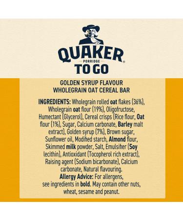 Quaker Porridge To Go Breakfast Bar Golden Syrup 2 x 55g (Case of 6) - Pack of 1 | Delicious and Convenient Breakfast Bars - Buy Online on SooperMarket.com