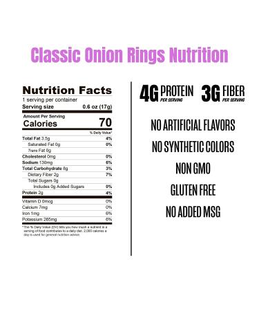 PeaTos Classic Onion Crunchy Rings - 15 Count Snack | 4g Protein & 3g Fiber | Healthy Junk Food Taste - Buy Online on SooperMarket.com