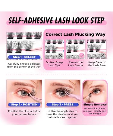 BEPHOLAN Self-Adhesive Lash Clusters Kit - 100pcs D Curl Eyelashes (10-16MM) with Tweezers - No Glue Needed for Easy Application - Buy Online on SooperMarket.com