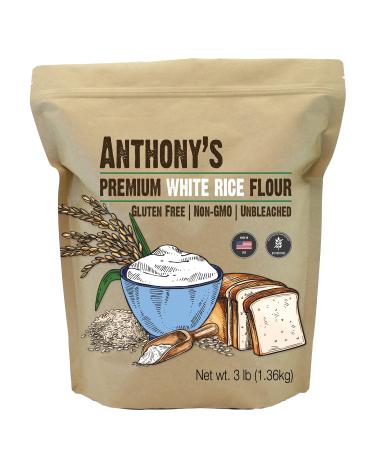 Anthony's Premium White Rice Flour, 3 lb, Gluten Free, Non GMO, Unbleached