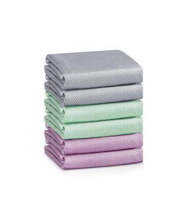 Fish Scale Streak Free Miracle Cleaning Cloth Easy Clean Nanoscale,Microfiber Window Mirror Glass Car Stainless Steel Cleaning Cloth,Lint Free Dish cloth Wine Glass Polishing Towel,Reusable,Pack 6,Mix
