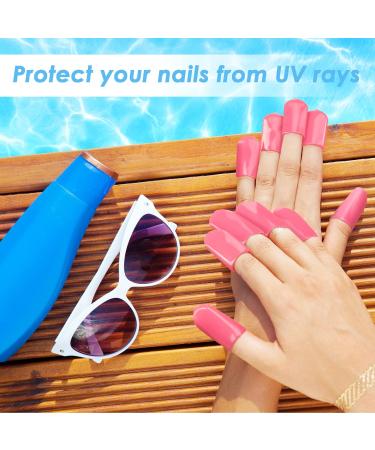 50 Pcs UV Protection Tanning Finger Tips - Pink Nail Polish & Gel Remover Caps for Tanning Beds - Buy Online on SooperMarket.com