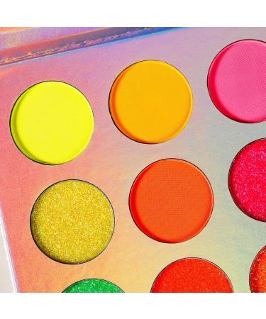 Neon Eyeshadow Palette - Delanci Aurora Glow for Halloween Makeup | Fluorescent & Glitter Eyeshadow Kit - Buy Online on SooperMarket.com