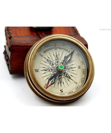 KHUMYAYAD Brass Pocket Compass - Antique Handmade Compass with Leather Case | Fully Functional & Stylish Travel Accessory - Buy Online on SooperMarket.com