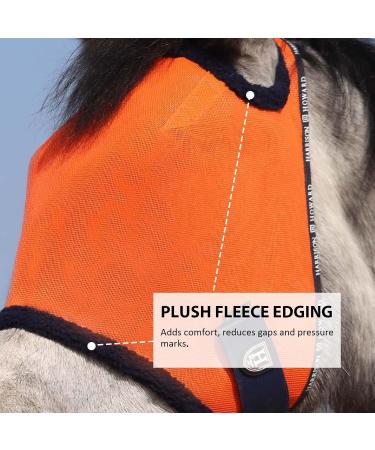 Harrison Howard All Round Mesh Horse Fly Mask UV Protective with Fleece Padded Edging - Vibrant Orange - Size M Medium (Cob) - Buy Online on SooperMarket.com