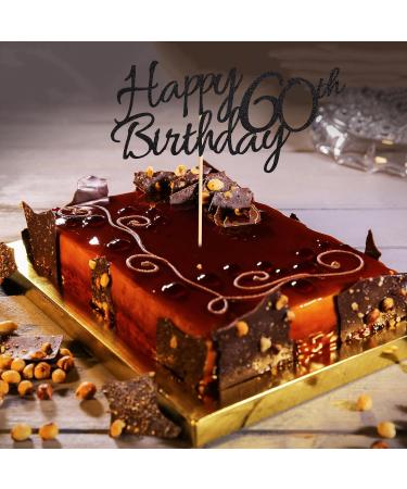 Arthsdite 1 Pc Happy 60th Birthday Cake Topper 60 Cake Topper Happy 60 Birthday Cake Decoration for 60th Cheers to 60 Birthday Party Decoration Supplies - Black Glitter Black 60 - Buy Online on SooperMarket.com