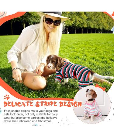 6-Piece Classic Striped Dog Pajama Set | Stretchable & Colorful | Soft Cotton Knitted Jumpsuit for Small Dogs & Cats | Warm & Lightweight Pet Clothes (Medium) - Buy Online on SooperMarket.com