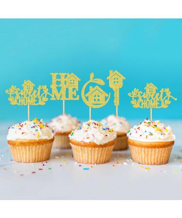 Cyodoos 24 Pcs Sweet Home Cupcake Toppers Glitter Welcome home Cupcake Picks Housewarming Cupcake Toppers New Home Theme Party Cake Decorations Supplies Golden Golden4 - Buy Online on SooperMarket.com