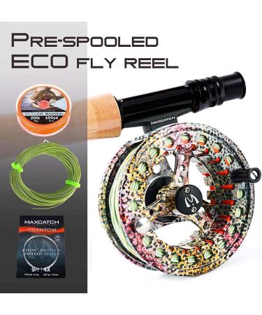 M MAXIMUMCATCH ECO Large Arbor Fly Fishing Reel Combo - Rainbow Trout Reel Loaded with Moss Green Line 3/4wt - Buy Online on SooperMarket.com