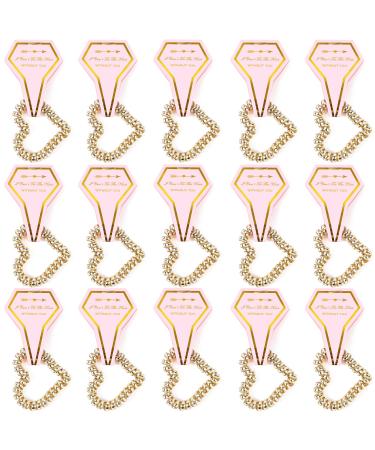 15 Pack Bridesmaid Presents-Heart Shape Coil Hair Ties With Diamond Shape Card -Pretty Gift for Maid of Honor-Bachelorette Party Gifts-Wedding Guests Gift. (Champagne)