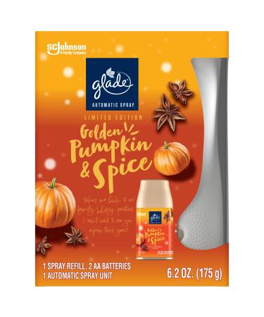 Glade Automatic Spray Refill and Holder Kit Air Freshener for Home and Bathroom Golden Pumpkin & Spice 6.2 Oz