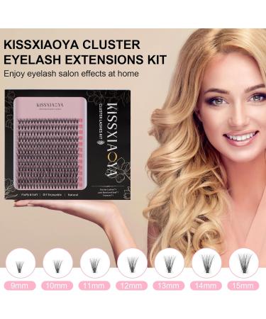 Cluster Eyelash Extensions Kit 240Pcs 30D 0.07 DCurl Mix 9-15mm Lashes - DIY Individual Soft Natural False Eyelashes with Bond, Seal & Applicator - 30P Kit - Buy Online on SooperMarket.com