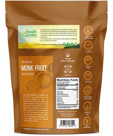 Health Garden Monk Fruit Sweetener Golden 3 lbs - Non GMO, Gluten Free, Sugar Substitute - Kosher & Keto Friendly - Buy Online on SooperMarket.com