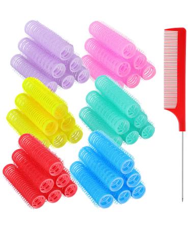 36 Pieces Self Grip Small Hair Curlers Self Grip Salon Hairdressing Curlers Hair Rollers Salon Hairdressing Rat Tail Comb Hairdressing Curlers Tools for Women (0.6 x 2.4 Inch, Classic Colors Set) 0.6x2.4 Inch (Pack of 36) …