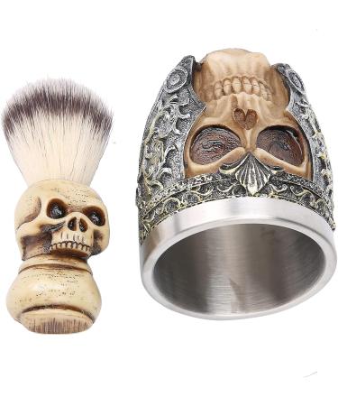 Chrees Men's Beard Shaving Set - Stainless Steel Bowl Skeleton Head Brush & Soap Dish for a Perfect Shave - Buy Online on SooperMarket.com
