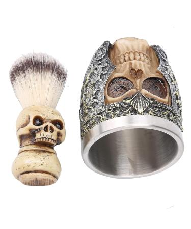 Men's Beard Shaving Set | Stainless Steel Bowl & Skeleton Head Brush | Premium Grooming Essentials for Men - Buy Online on SooperMarket.com