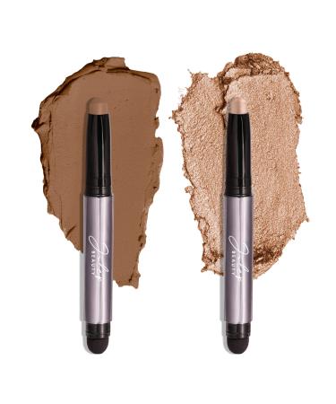 Julep Eyeshadow 101 Cr me to Powder Waterproof Eyeshadow Stick Duo  Sand Shimmer and Ginger Matte 07 Sand Shimmer/Ginger Matte