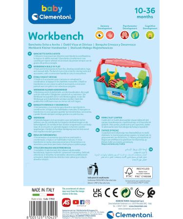 Clementoni 17042 Baby Workbench | Eco-Friendly Development Toys for Toddlers | Motor Skills Tool Box with Hammer & Screwdrivers | Ages 10 Months+ - Buy Online on SooperMarket.com