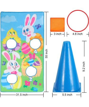 JOYIN Easter Toss Game Set - 12 Bean Bags, Rings, Cones & Bunny Banner for Kids Indoor Outdoor Play - Easter Party Supplies - Buy Online on SooperMarket.com