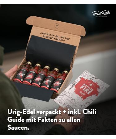 Timber Taste Chili Sauce Gift Set - 5 x 40ml Premium Hot Sauces | Perfect Father's Day Gifts for Men & Women | Gourmet Chili Sauces Collection - Buy Online on SooperMarket.com