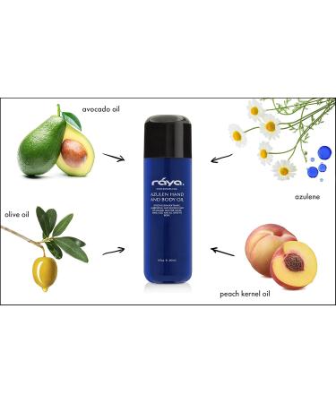 Raya Azulen Hand and Body Oil 8 oz | Natural Softening Oil for Hands Arms Legs & Body | Ideal Massage Oil for All Skin Types - Buy Online on SooperMarket.com