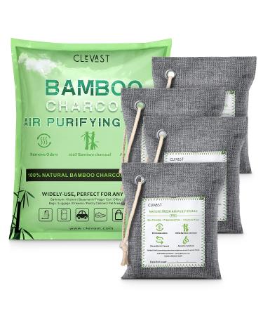CLEVAST Bamboo Charcoal Air Purifying Bags (4200g), Removes Odors and Moisture, Nature Fresh Air Purifier Bags, Odor Eliminator for Home, Car, Pets, Bathroom, Basement 4 Count (Pack of 1)